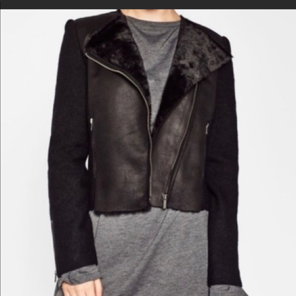 Zara Suede and Shearling Moto Jacket